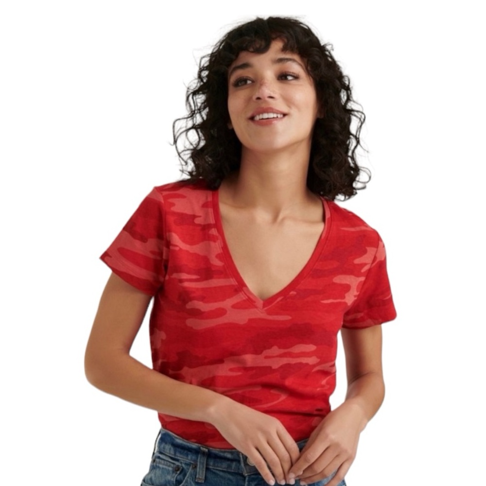 Lucky Brand red camouflage tee size Small